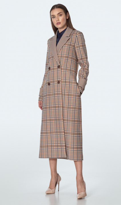 beige check coat