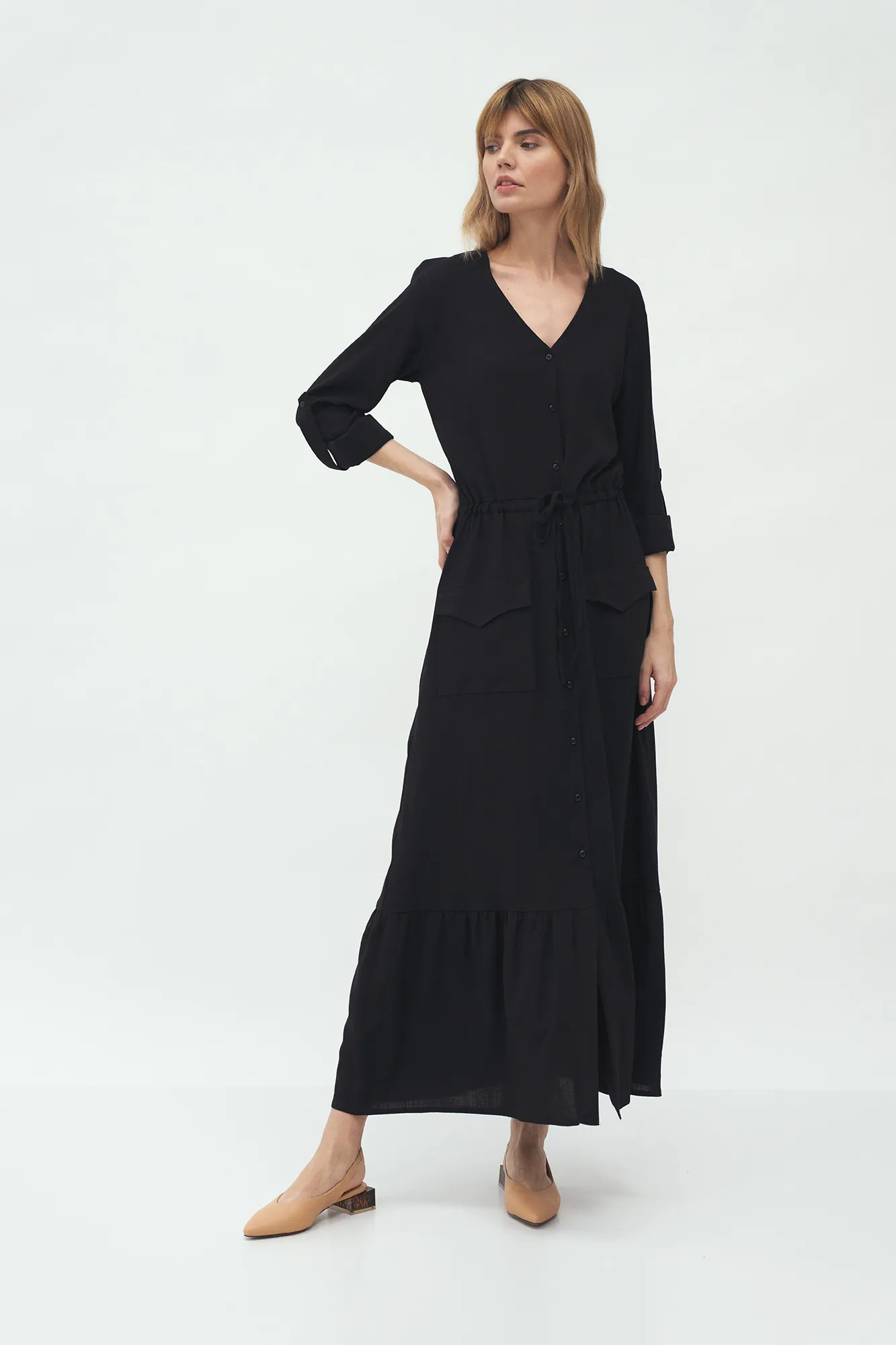 Long black dress with pockets Nife 